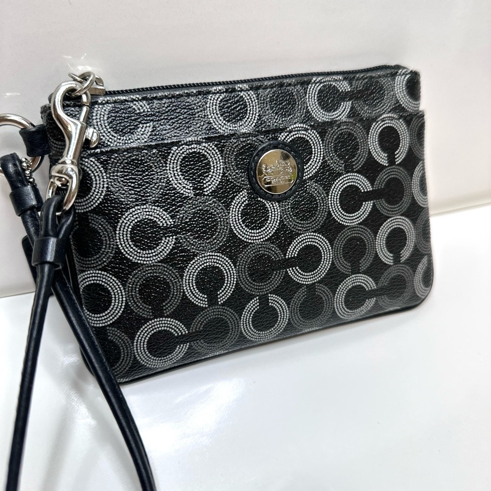 Coach Coated Canvas Wristlet – Dotted Signature – Excellent Condition